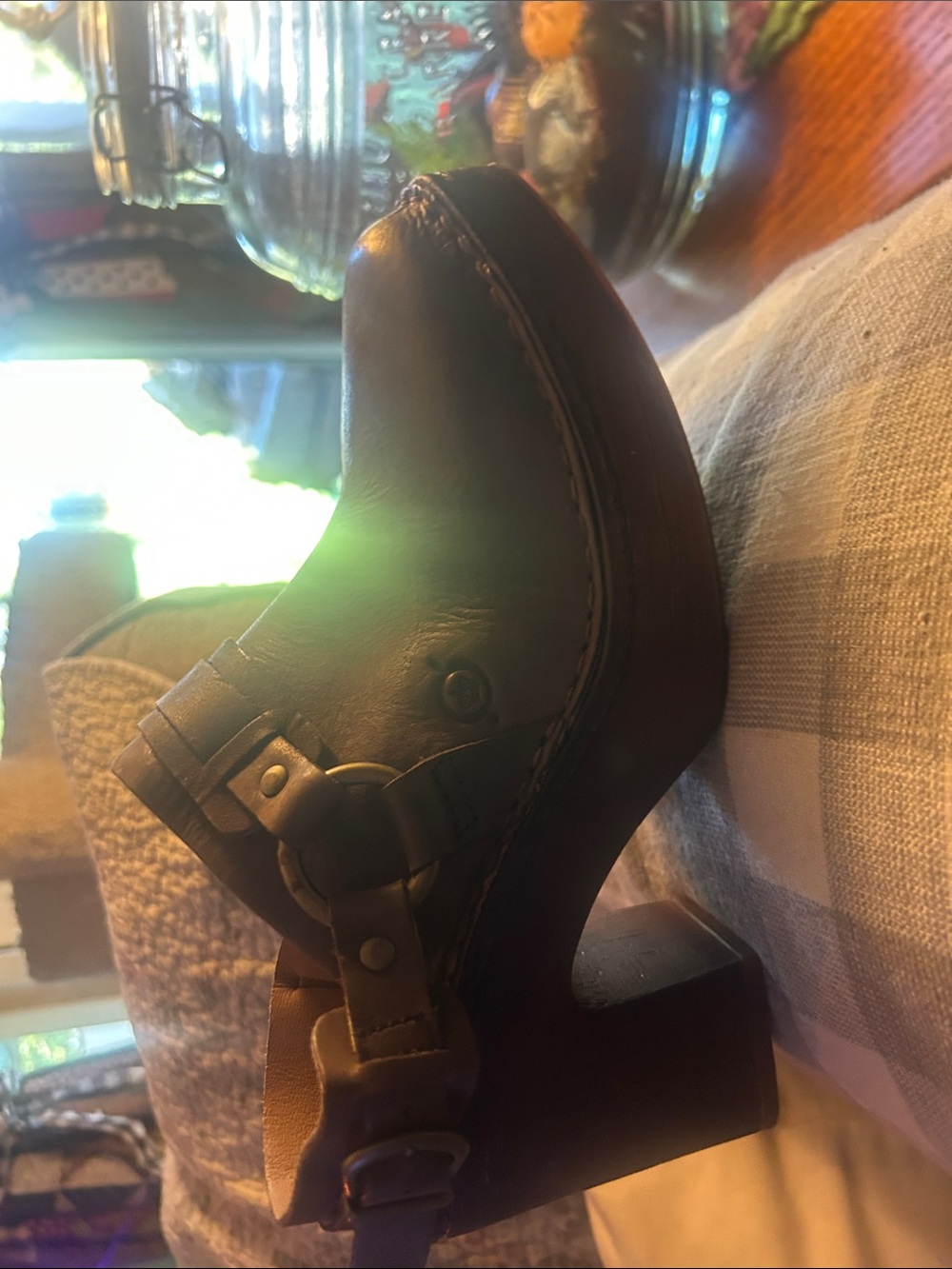 ⁠Born Brown Leather Slingback Clog Mules Heeled Shoes⁠ - Picture 5 of 5
